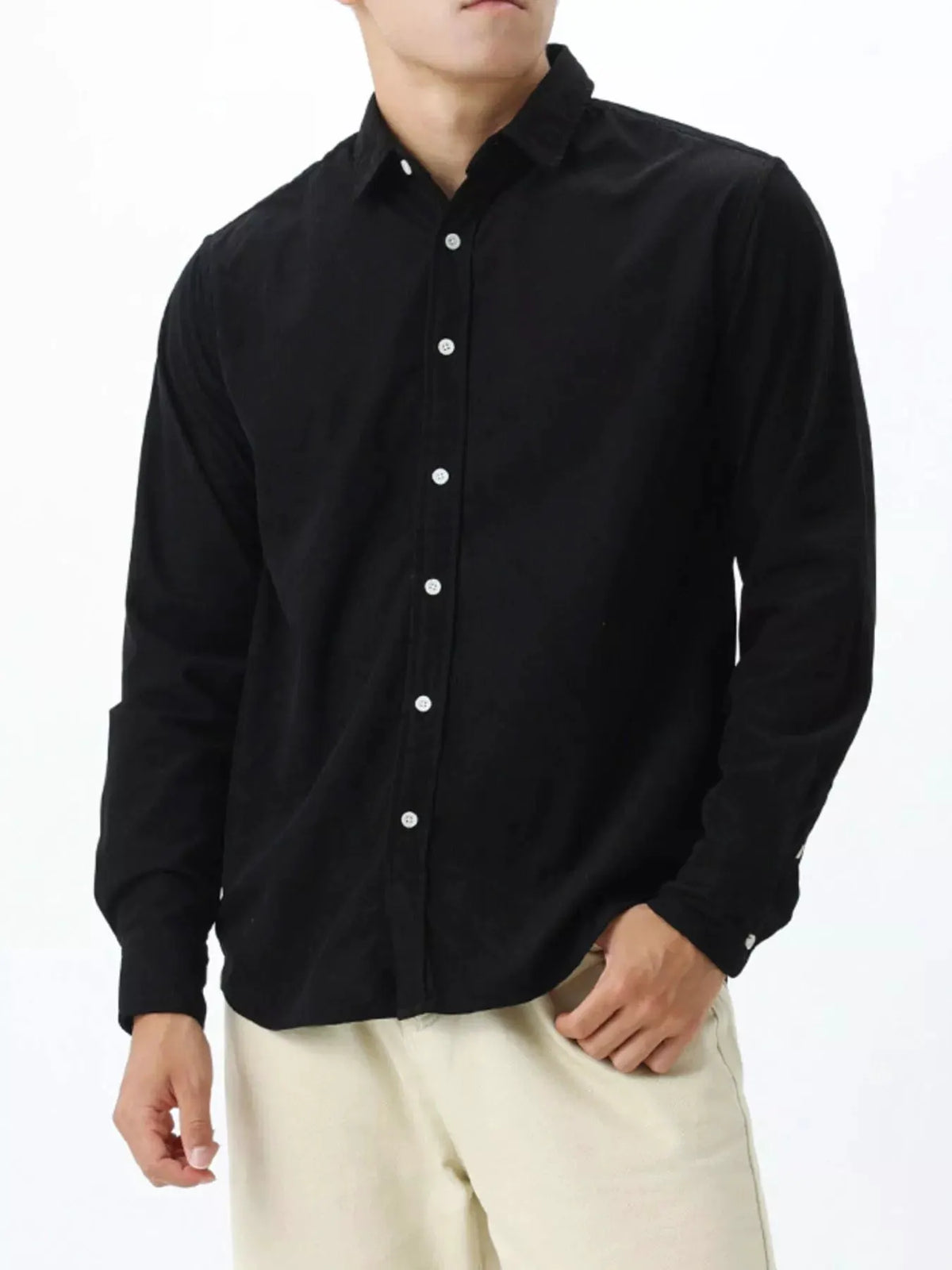 Men's Plus Size Button Up Long Sleeve Shirt by Trendsi