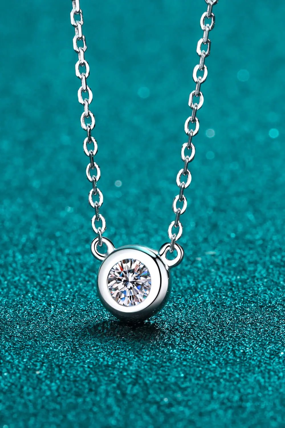 Moissanite Round Pendant Chain Necklace by Partner Labels