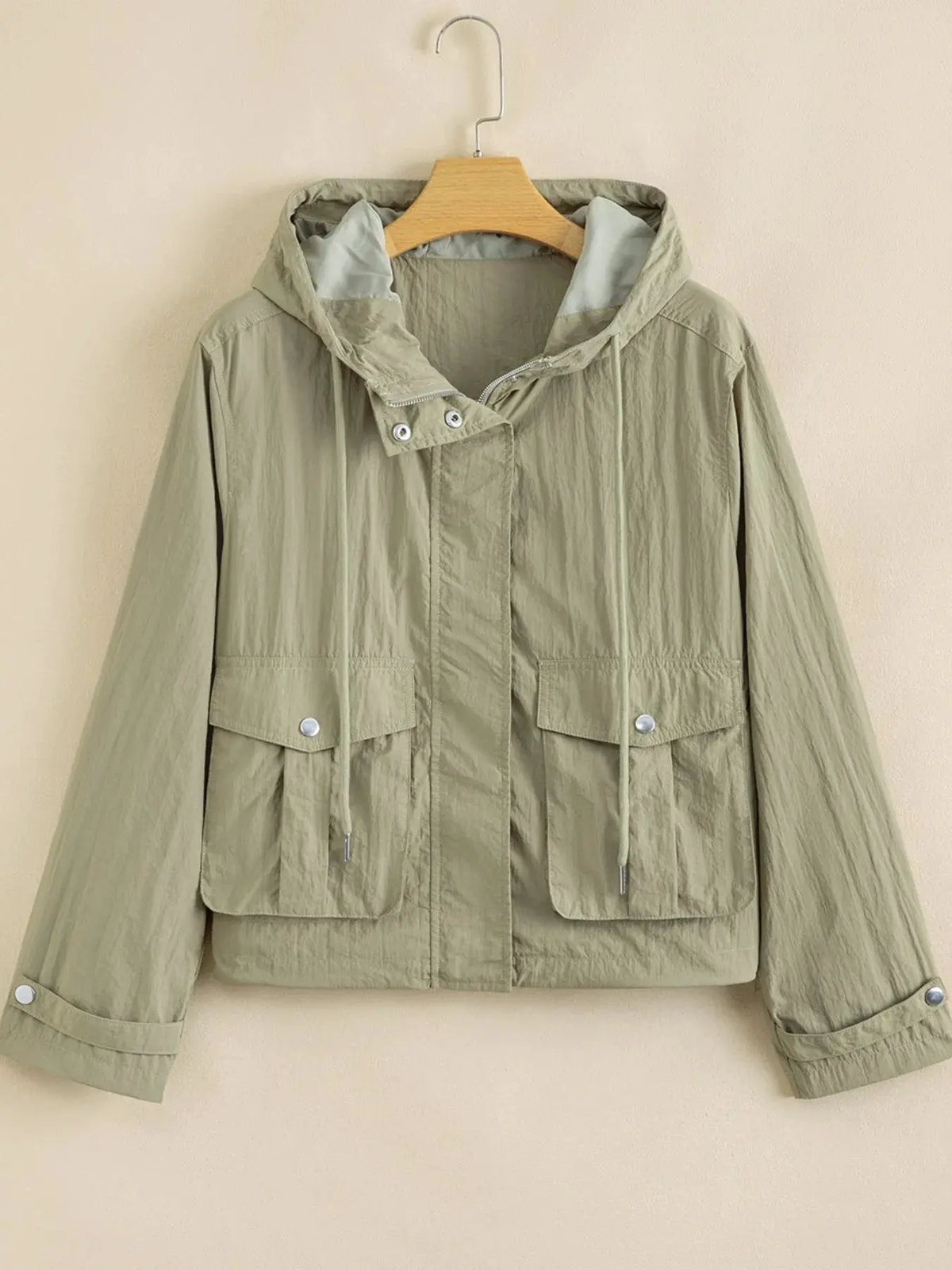 Zip Up Cropped Hooded Utility Jacket by Partner Label
