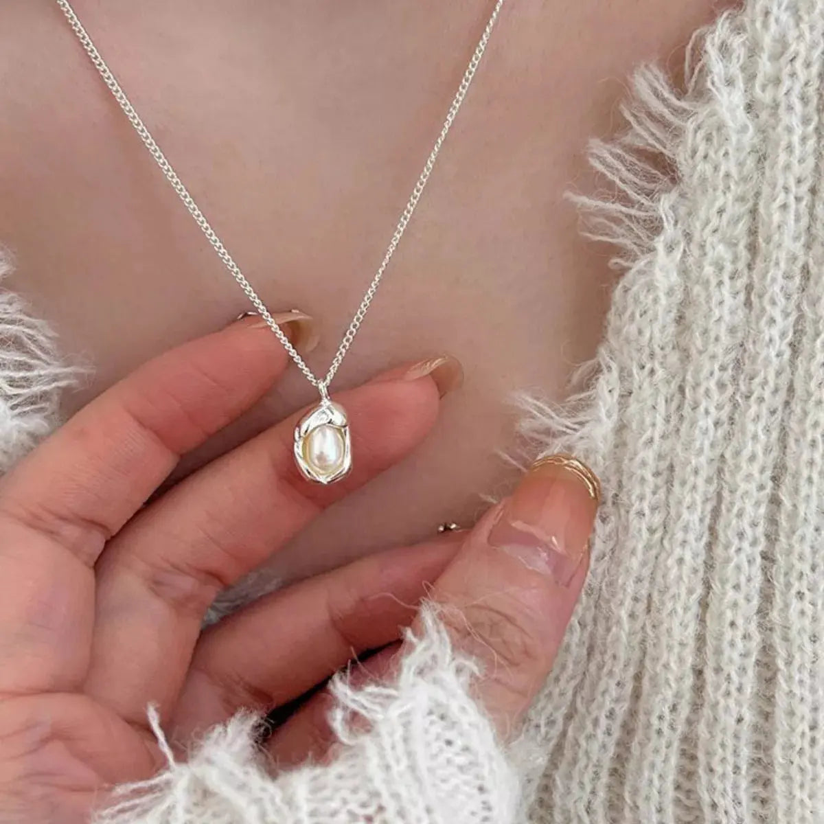 Pearl 925 Sterling Silver Necklace by Partner Labels