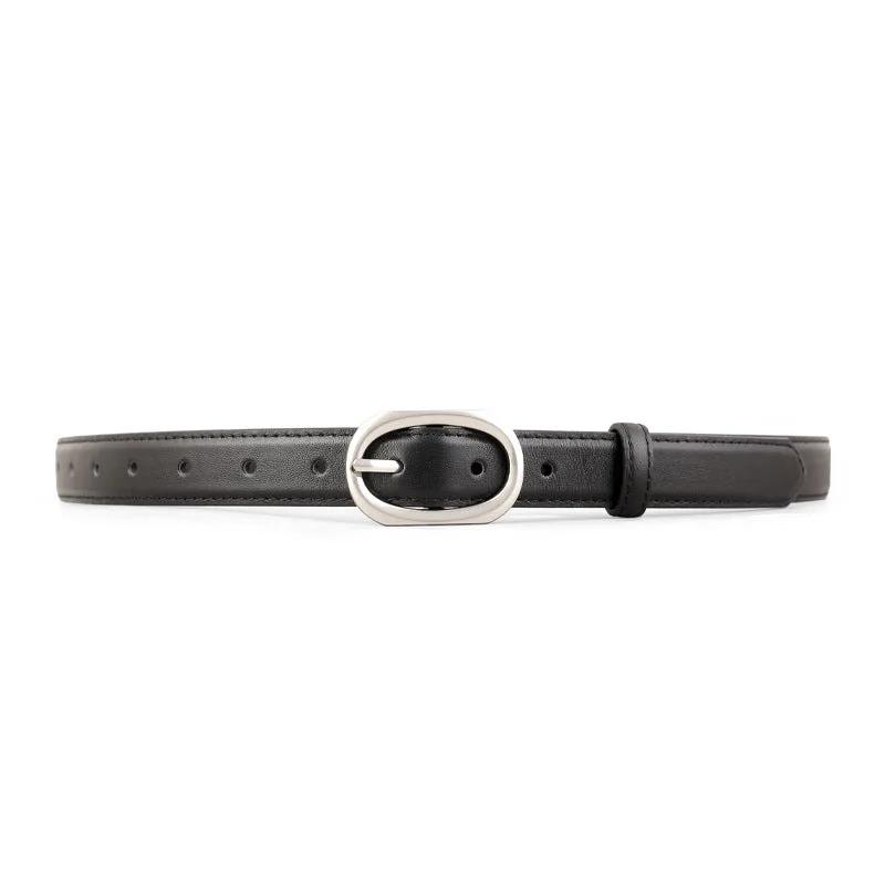 Oval Buckle Leather Belt by Trendsi