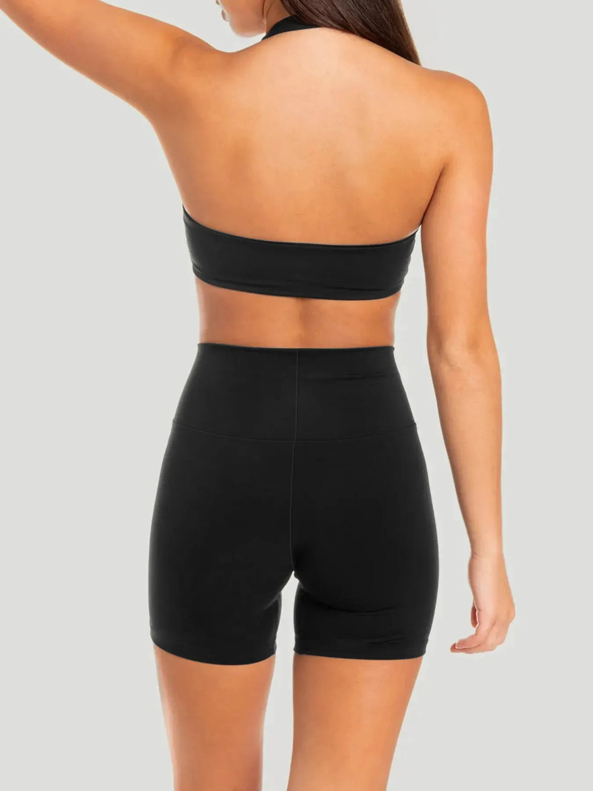 Halter Neck Cami and Shorts Two Piece Ribbed Active Set by Partner Label