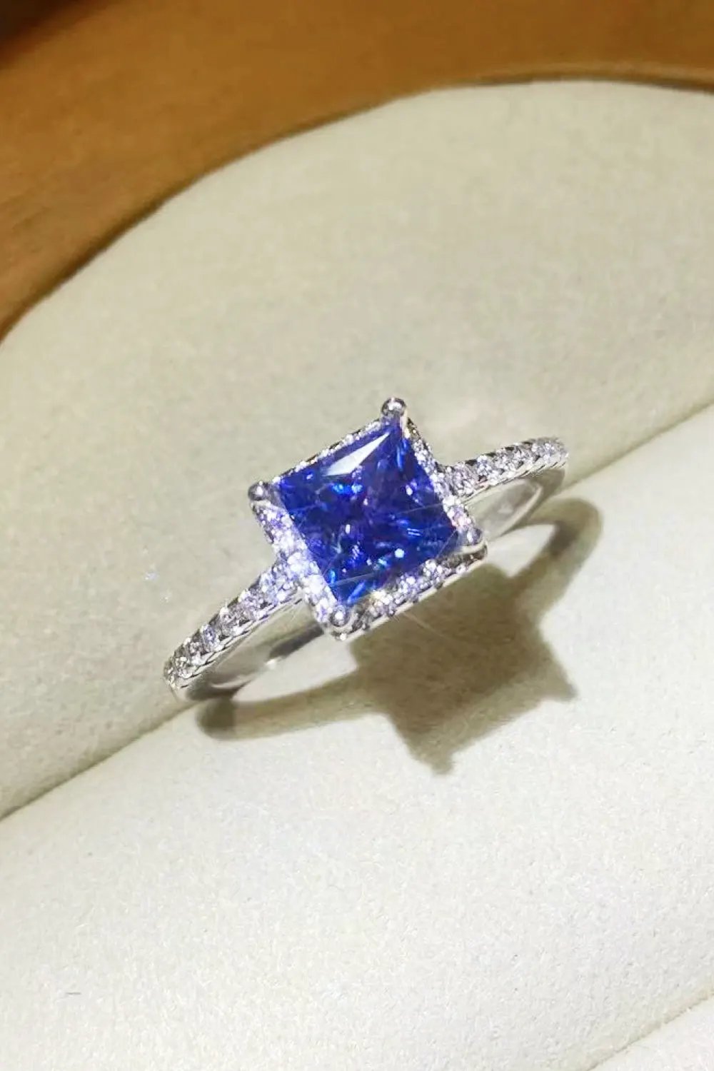 1 Carat Moissanite 925 Sterling Silver Square Ring by Partner Label
