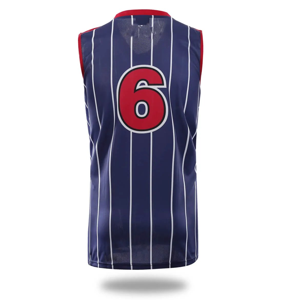 Custom Blue Stripe Basketball Jersey and Shorts by Vimost Sportswear