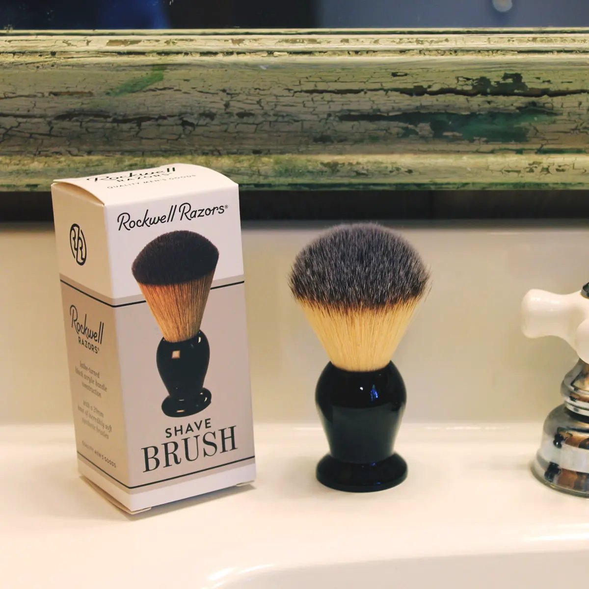 Rockwell Synthetic Shaving Brush, H:105, L:60, K:20mm, Black Acrylic Handle by Rockwell