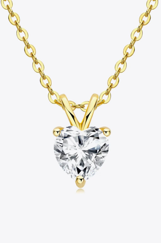 1 Carat Moissanite Heart-Shaped Pendant Necklace by Partner Labels