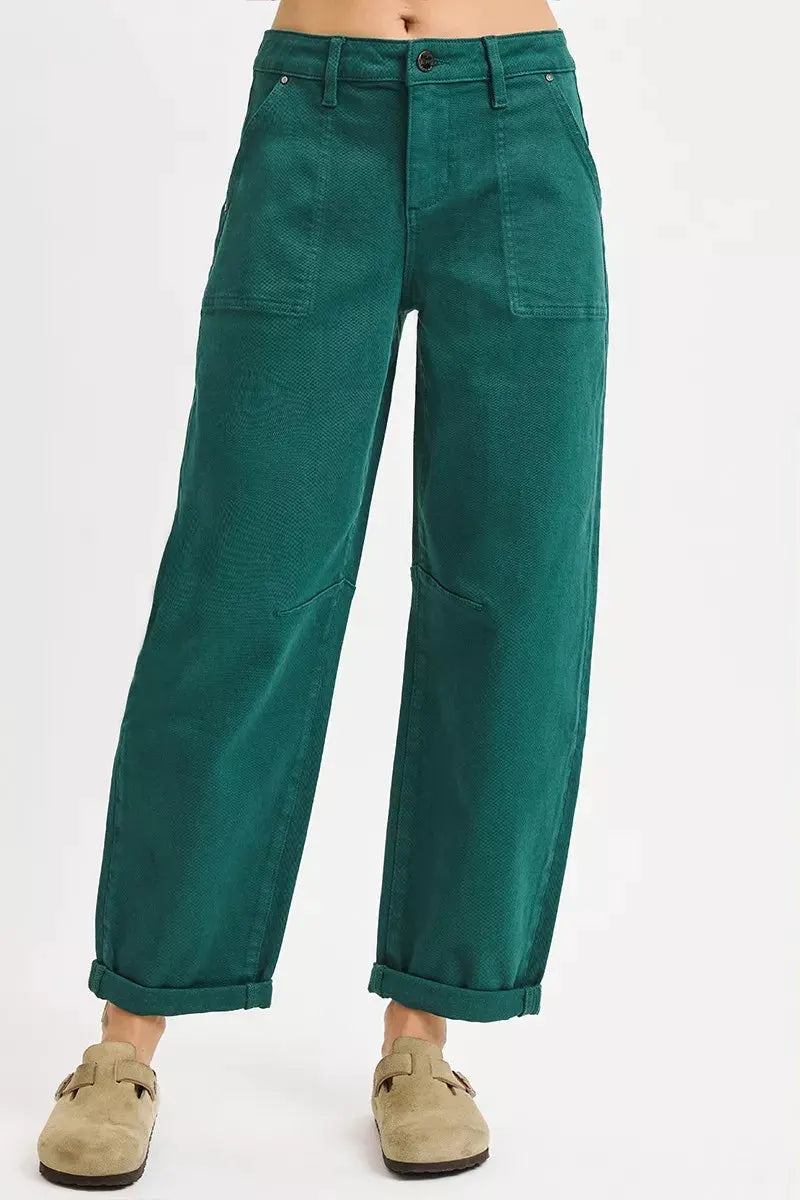 RISEN High Rise Ankle Cuffed Barrel Pants by RISEN