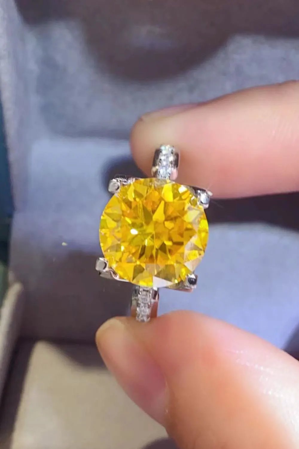 5 Carat Moissanite 925 Sterling Silver Ring in Banana Yellow by Partner Label