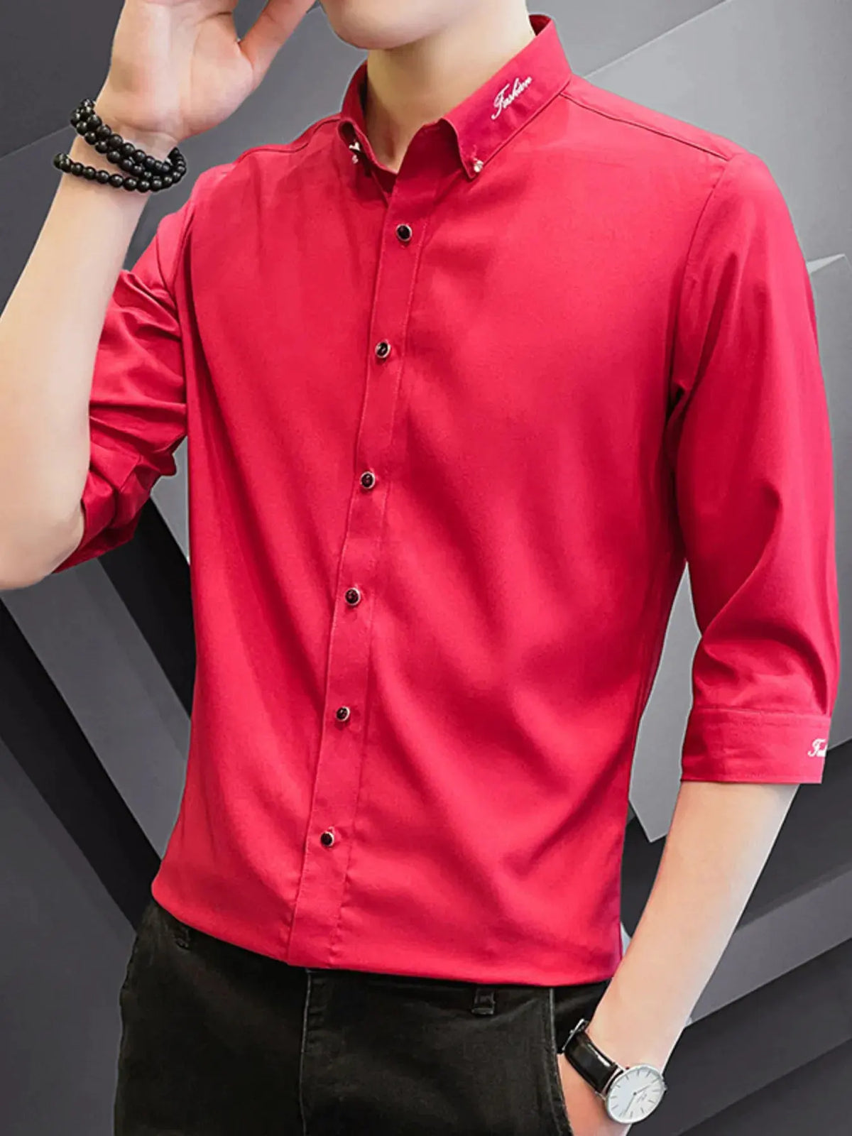 Men's Button Up Slim Fit Casual Shirt by Trendsi