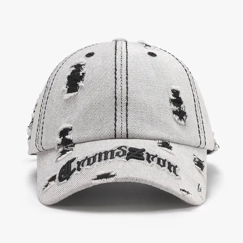 Distressed Letter Embroidered Baseball Cap by Partner Label