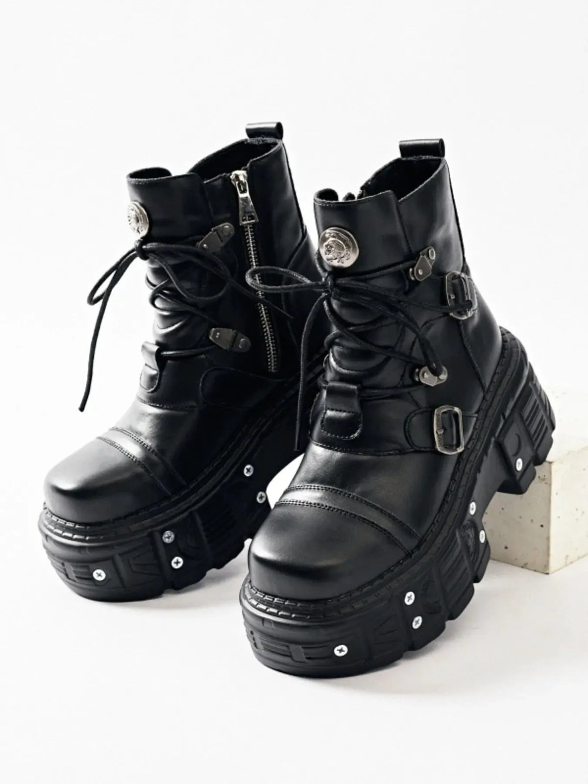 Lace Up Platform Boots by Partner Label