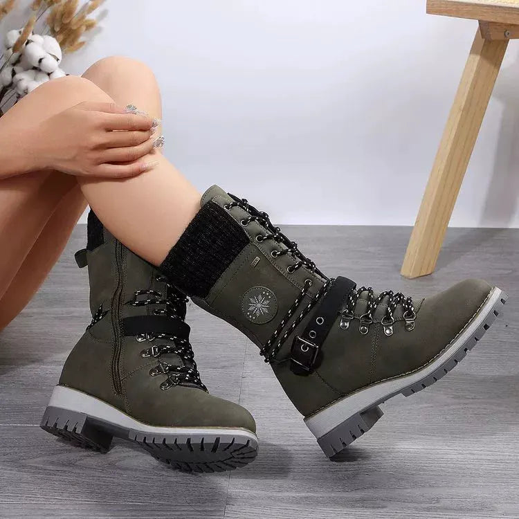 Lace Up Block Heel Boots by Partner Label