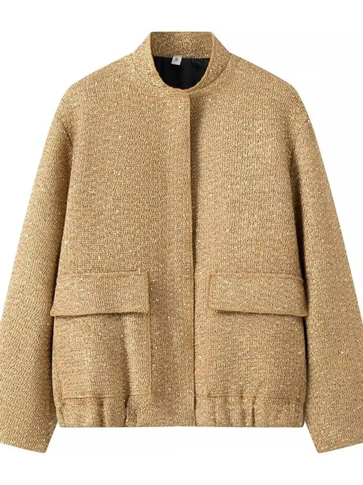 Sequin Long Sleeve Jacket with Pockets by Partner Label