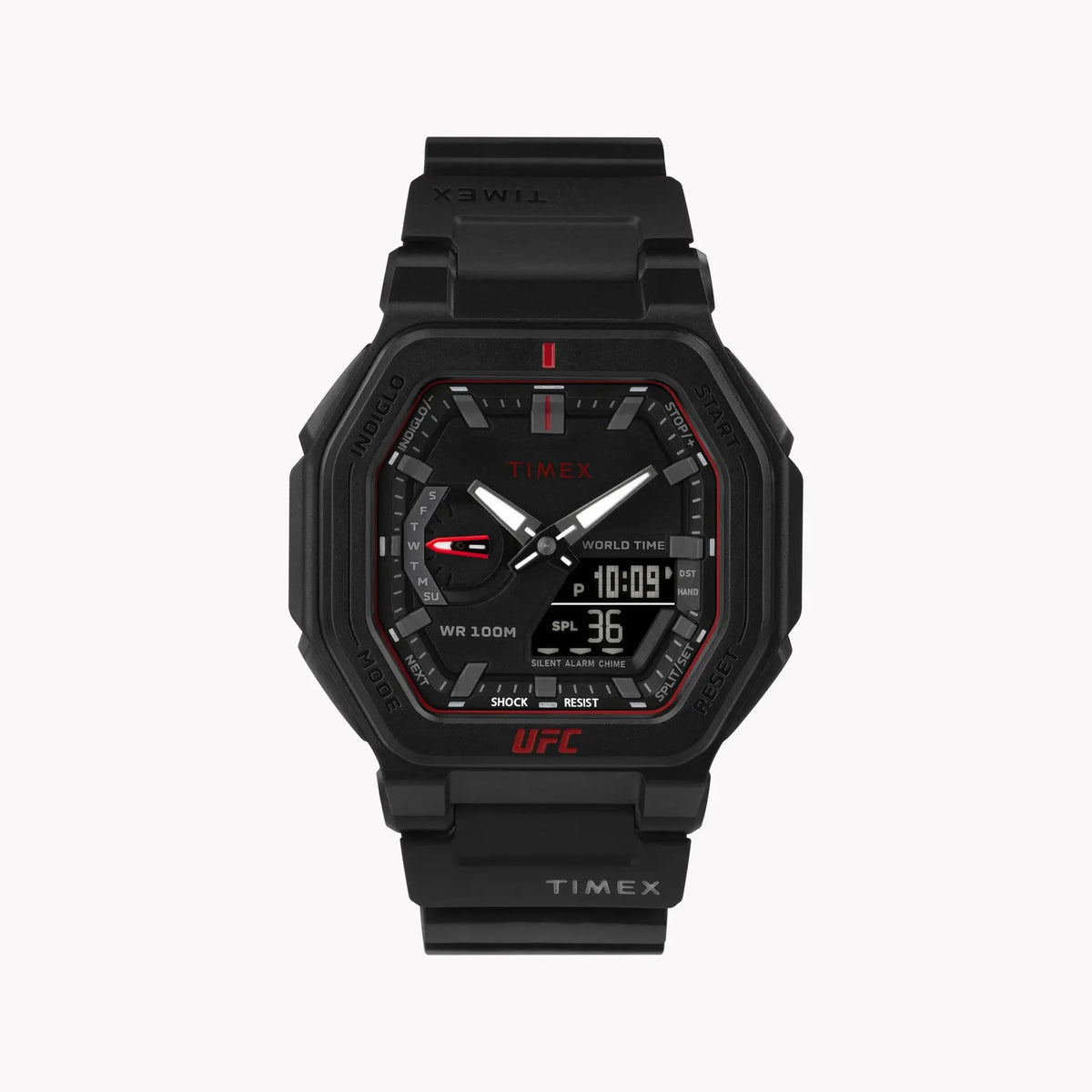 Timex Men's Black Resin Watch, Red Luminous | T5k612 by TIMEX