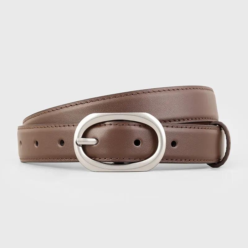 Oval Buckle Leather Belt by Trendsi