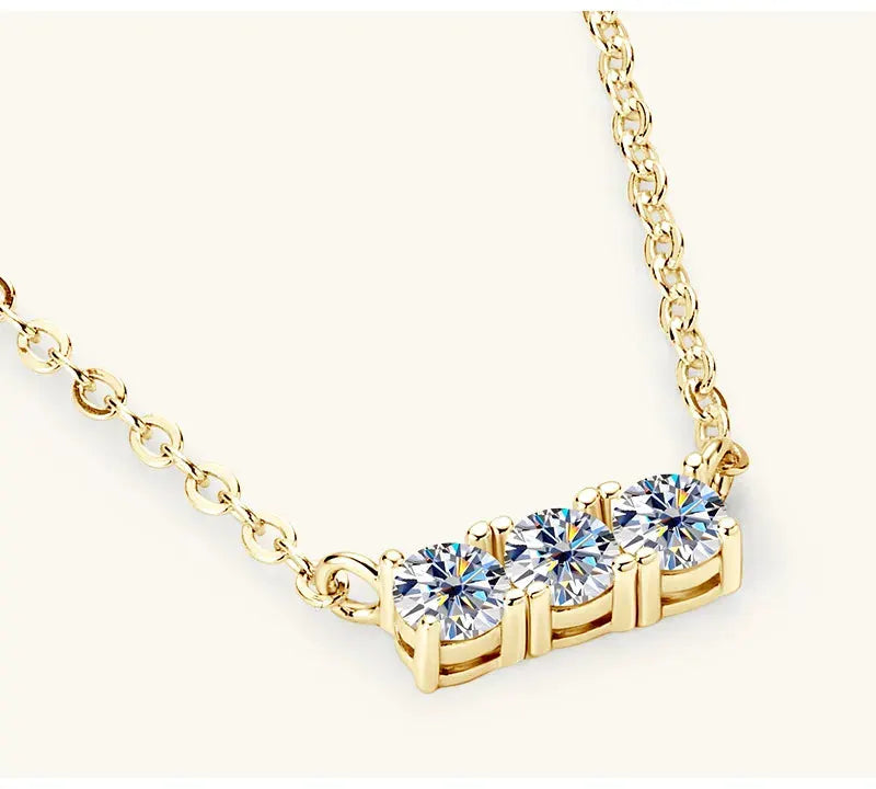 925 Sterling Silver Inlaid Moissanite Bar Necklace by Partner Label
