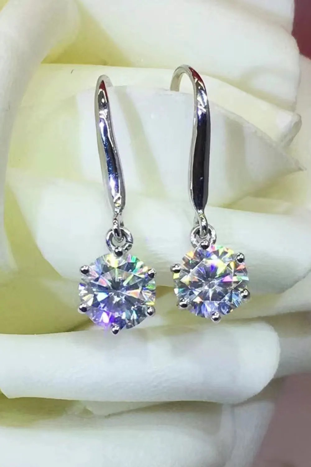 2 Carat Moissanite 6-Prong Drop Earrings by Partner Label