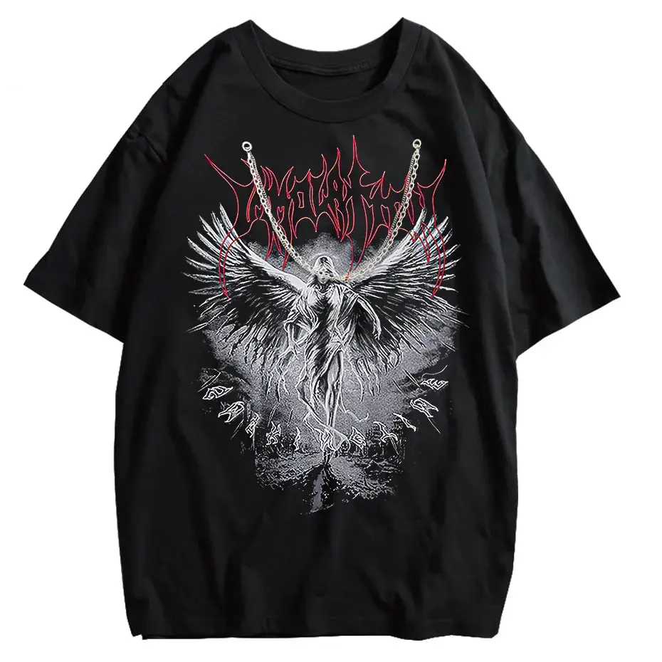 Y2k Gothic Punk Style Men T Shirt Clothes Harajuku Oversized T-shirt Top Tee High Street Hipster Summer Streetwear Anime Clothes by Vimost Shop