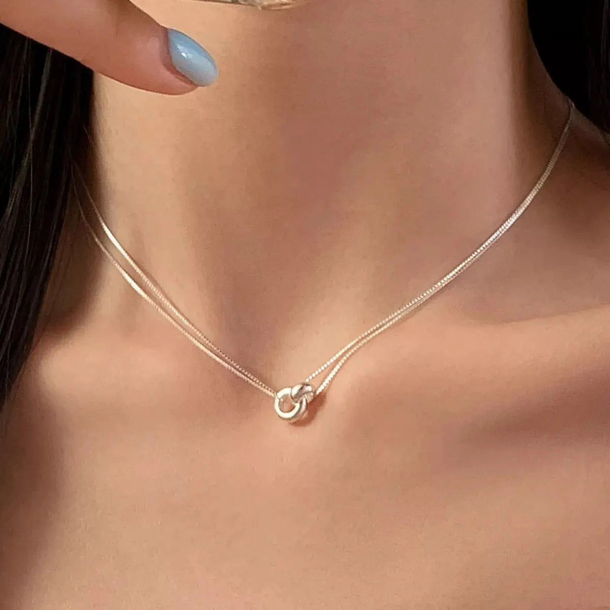 Double Strand 925 Sterling Silver Necklace by Partner Labels