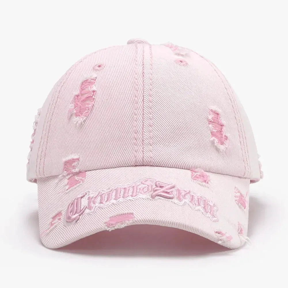 Distressed Letter Embroidered Baseball Cap by Partner Label
