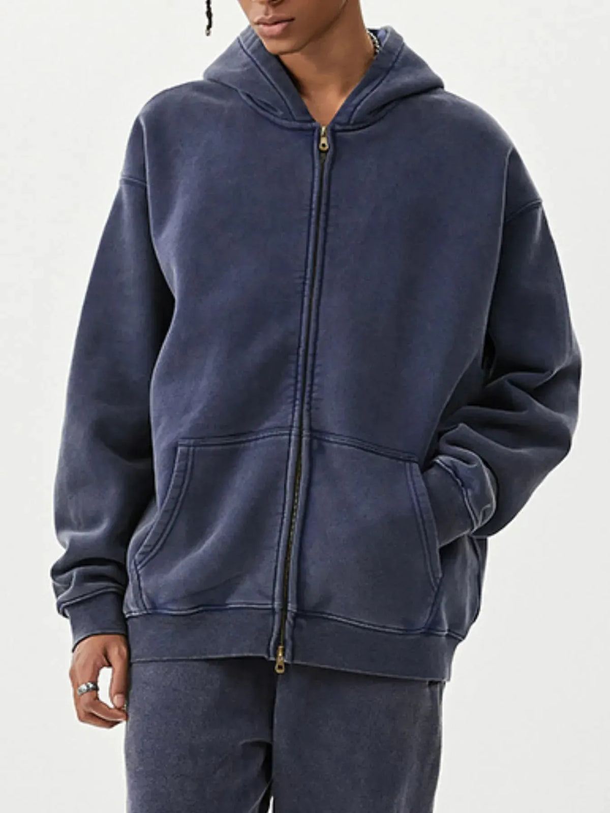 Men's Oversized Zip-Up Hoodie by Trendsi
