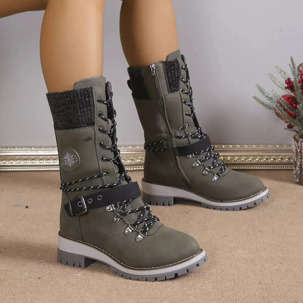 Lace Up Block Heel Boots by Partner Label