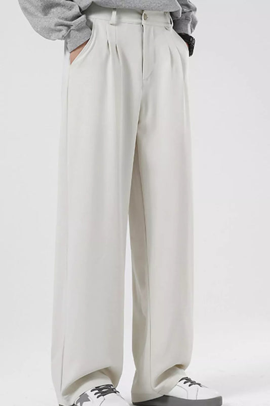 Men's Plus Size Pleated Wide Leg Casual Pants by Partner Label
