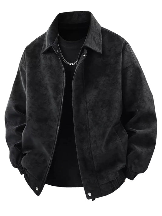 Men's Plus Size Zip Up Leather Jacket by Partner Label