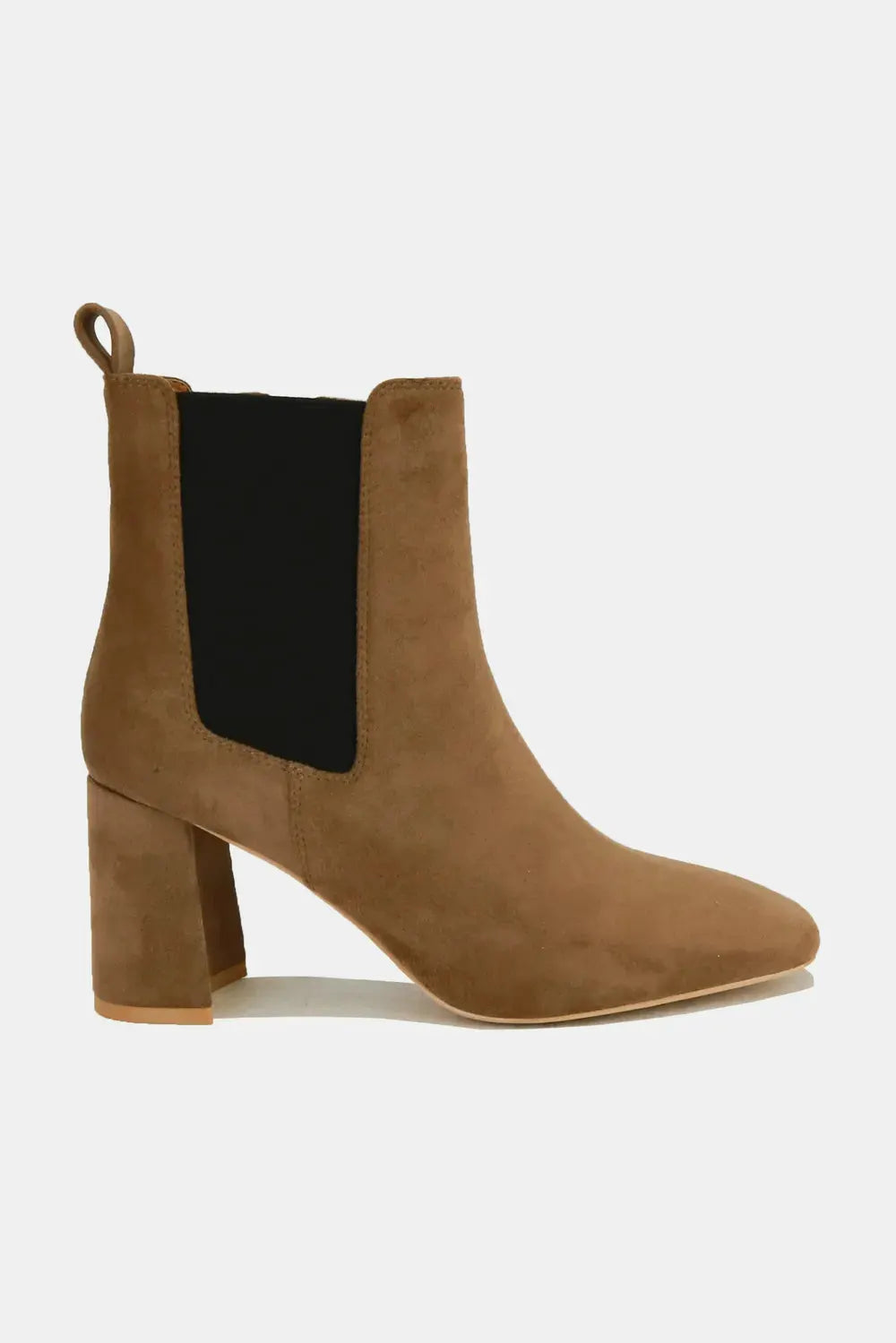 Beast Fashion Faux Suede Block Heel Chelsea Boots with Elastic Side Panel by Beast Fashion