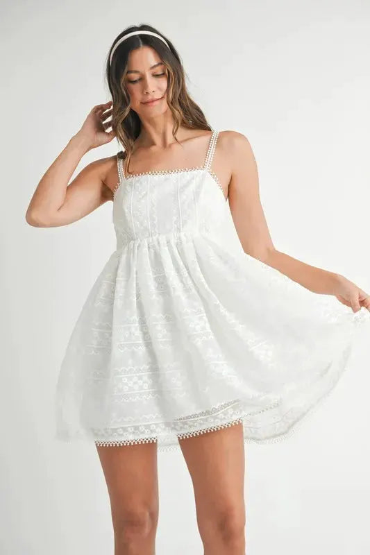 MABLE Eyelet Lace Babydoll Mini Cami Dress by MABLE