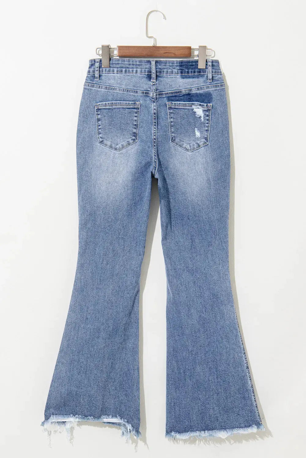 Distressed Raw Hem Bootcut Jeans by Partner Label