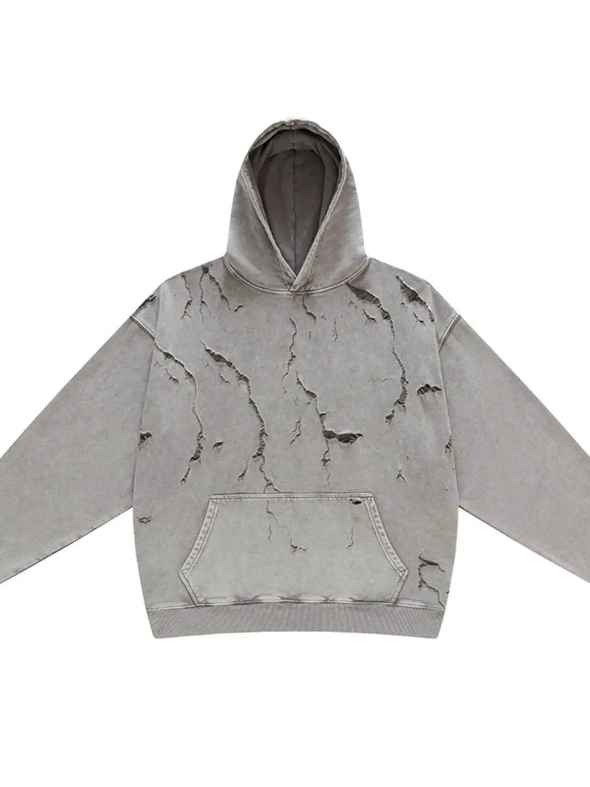 Men's Distressed Long Sleeve Hoodie by Trendsi