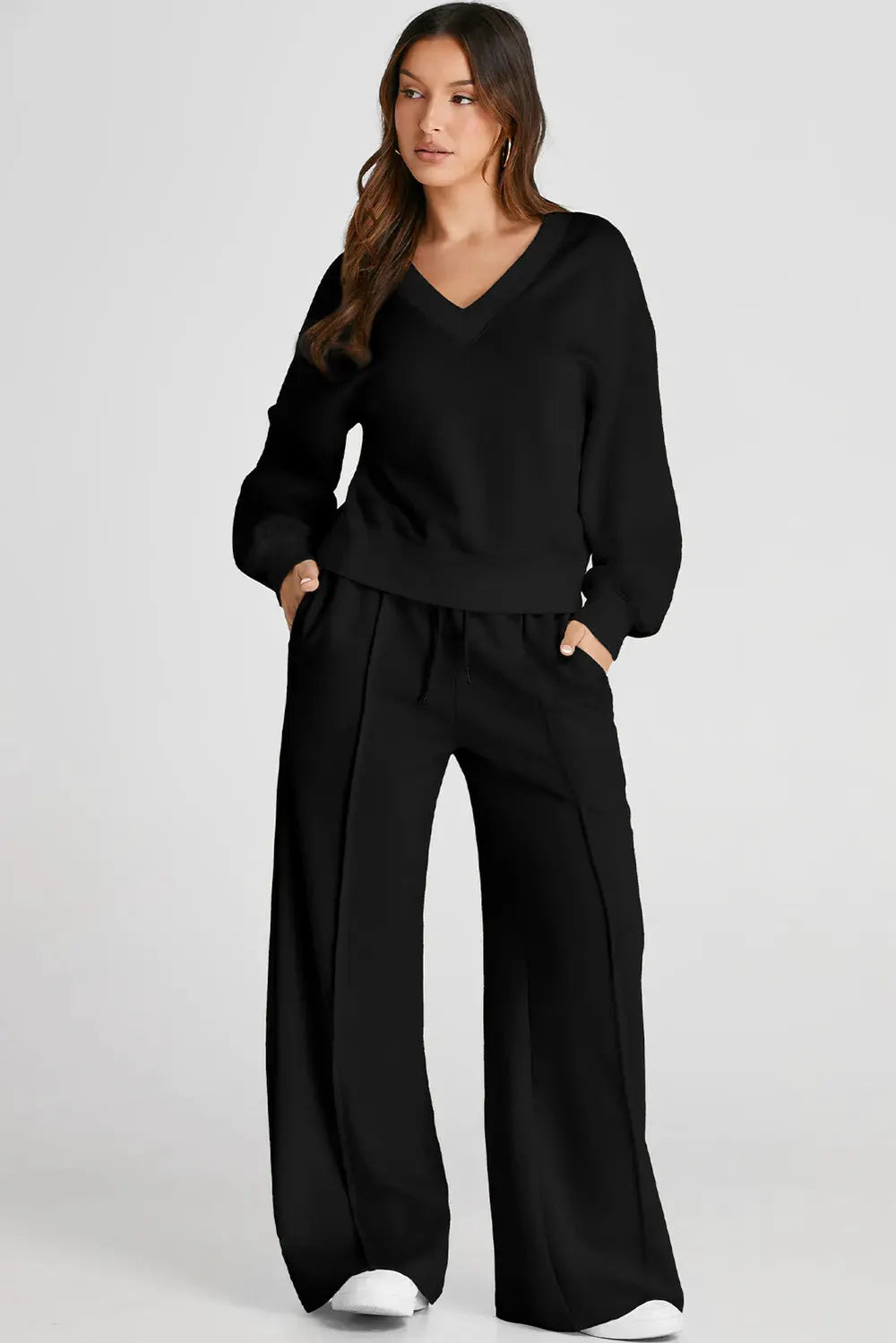 V-Neck Long Sleeve Top and Pants Active Set by Partner Label