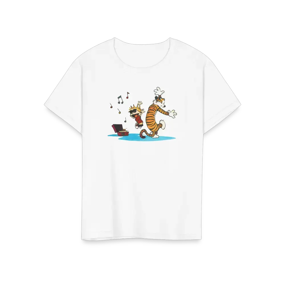 Calvin and Hobbes Dancing with Record Player t-shirt by Art-O-Rama Shop