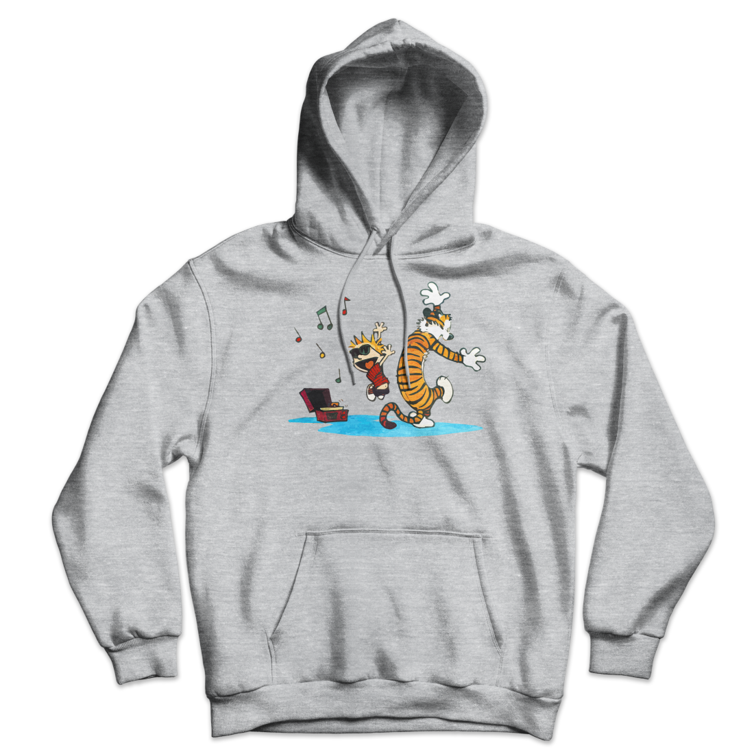 Calvin and Hobbes Dancing with Record Player Unisex Hoodie by Art-O-Rama