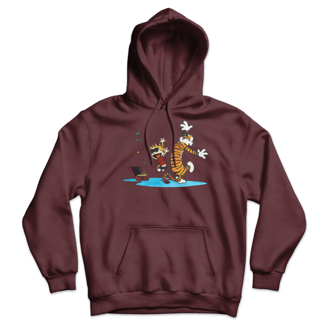 Calvin and Hobbes Dancing with Record Player Unisex Hoodie by Art-O-Rama