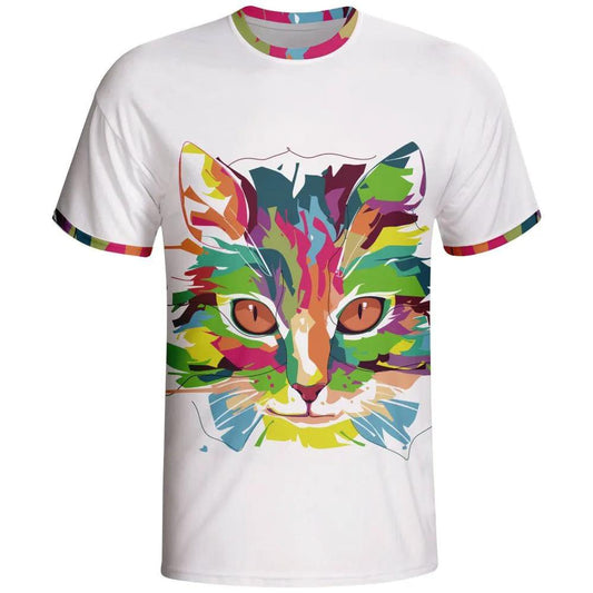 Colorful Cat Graphic Sublimation T-Shirt by Vimost Sportswear