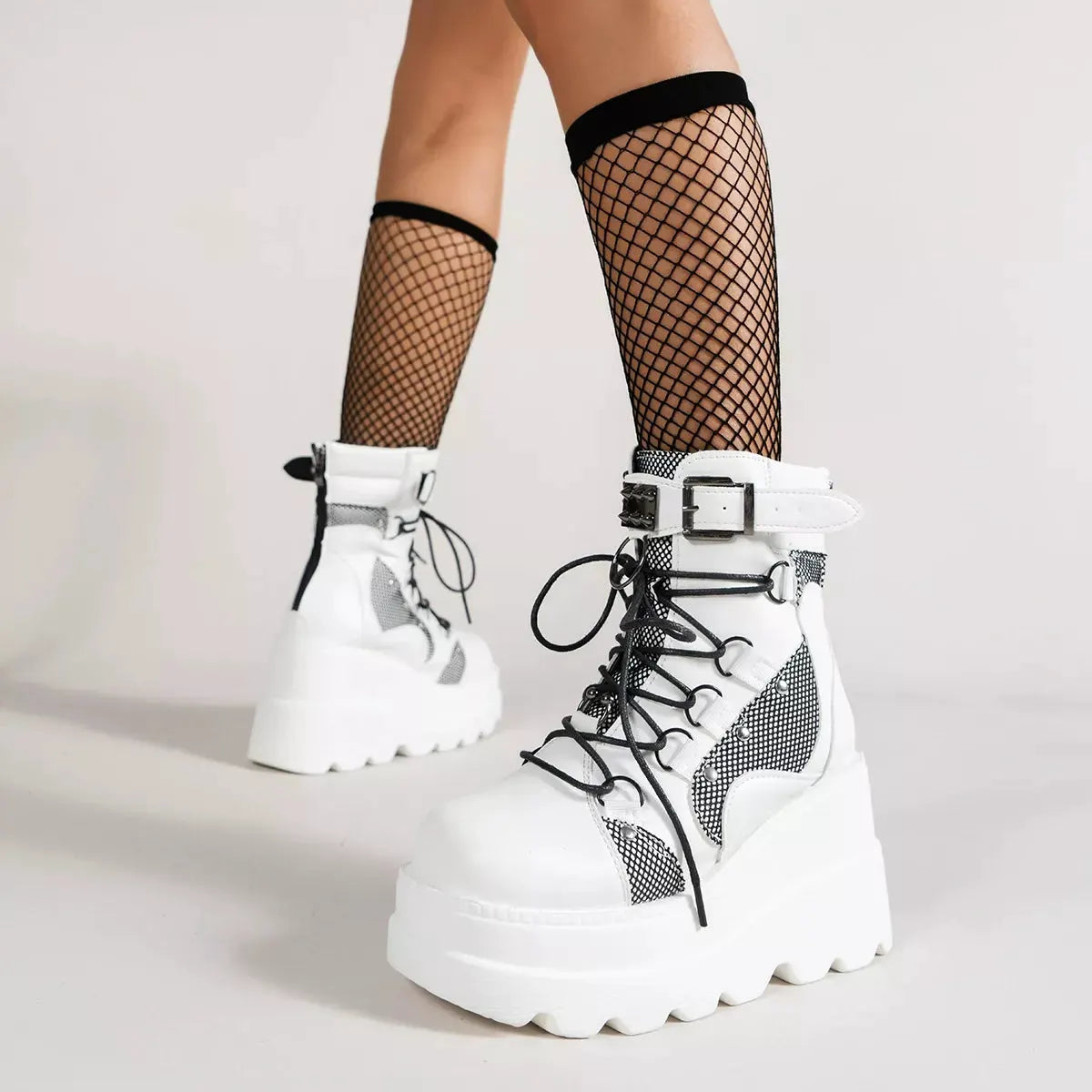 Lace Up Platform Wedge Boots by Partner Label