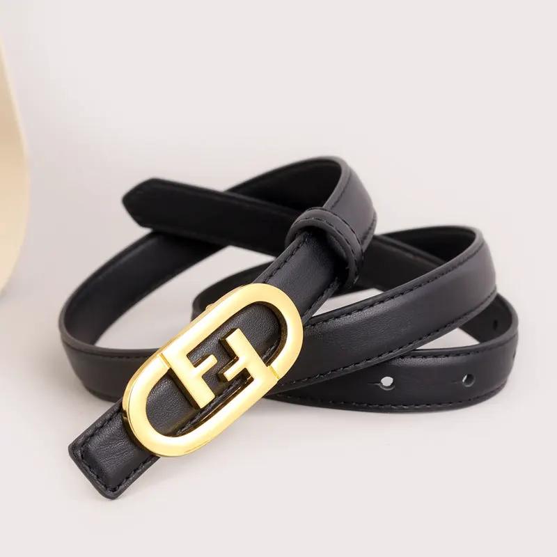 Leather Belt with Golden Buckle by Trendsi