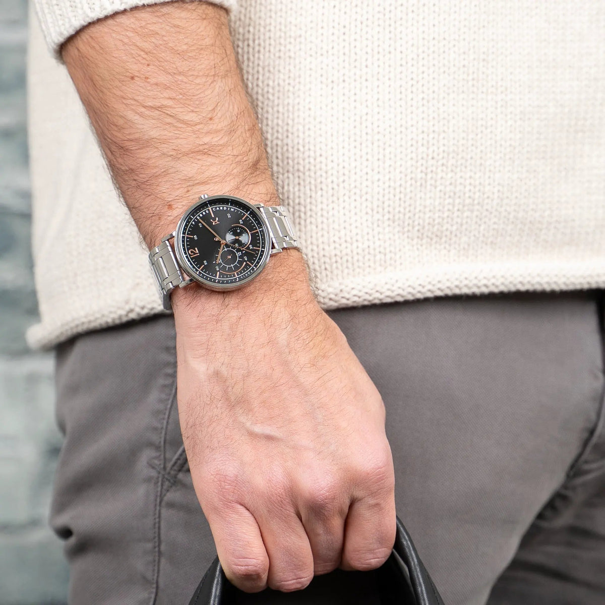 Pierre Cardin Men's Silver Stainless Steel Watch, Black Dial | Cbn.3025 by PIERRE CARDIN