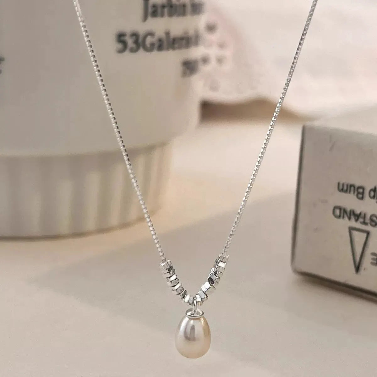925 Sterling Silver Pearl Drop Necklace by Partner Labels