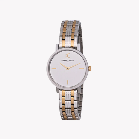 Pierre Cardin Women's Two Tone Silver & Gold Watch, White Dial | Ccm.0531 by PIERRE CARDIN