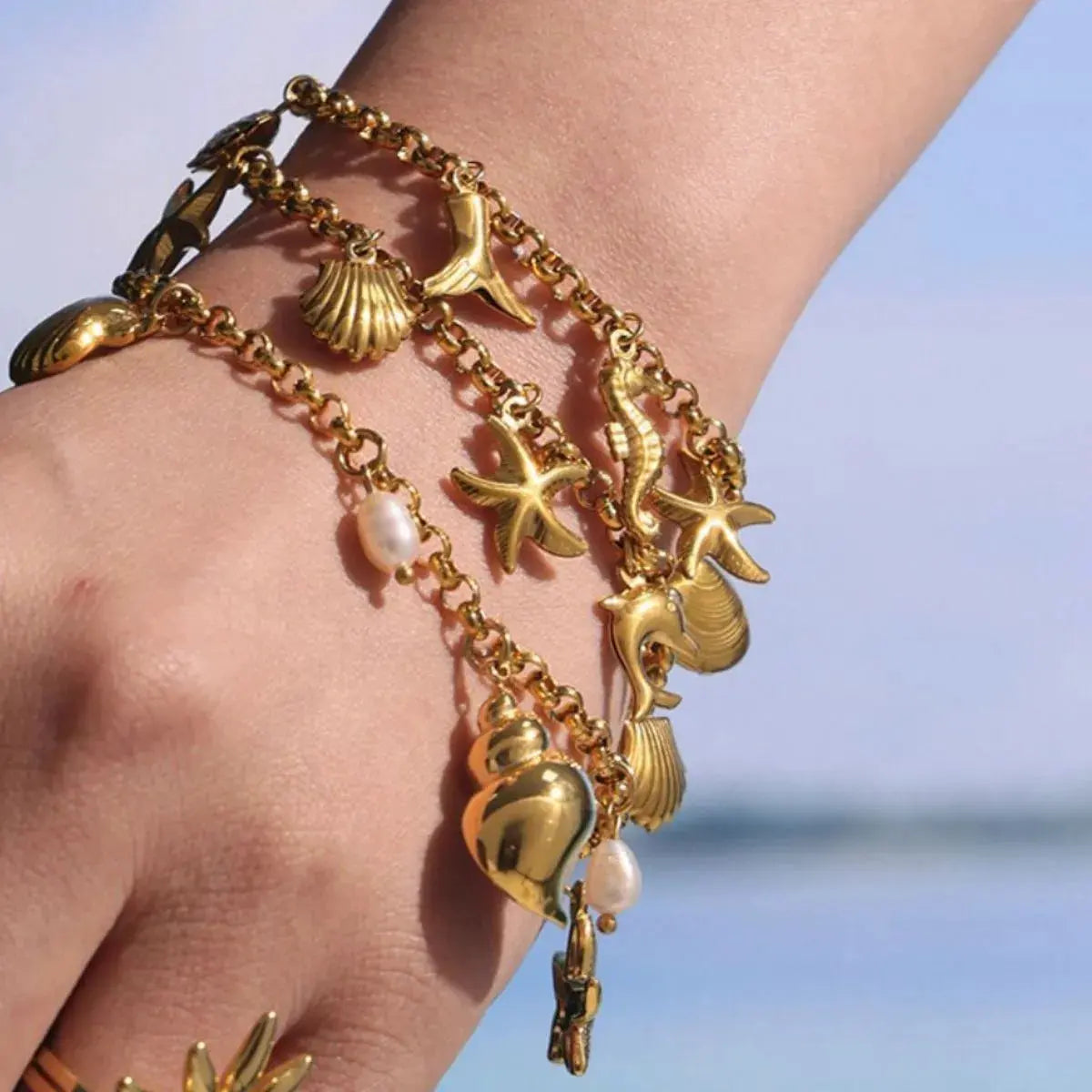 18K Gold-Plated Sea Shell Charm Bracelet by Partner Label