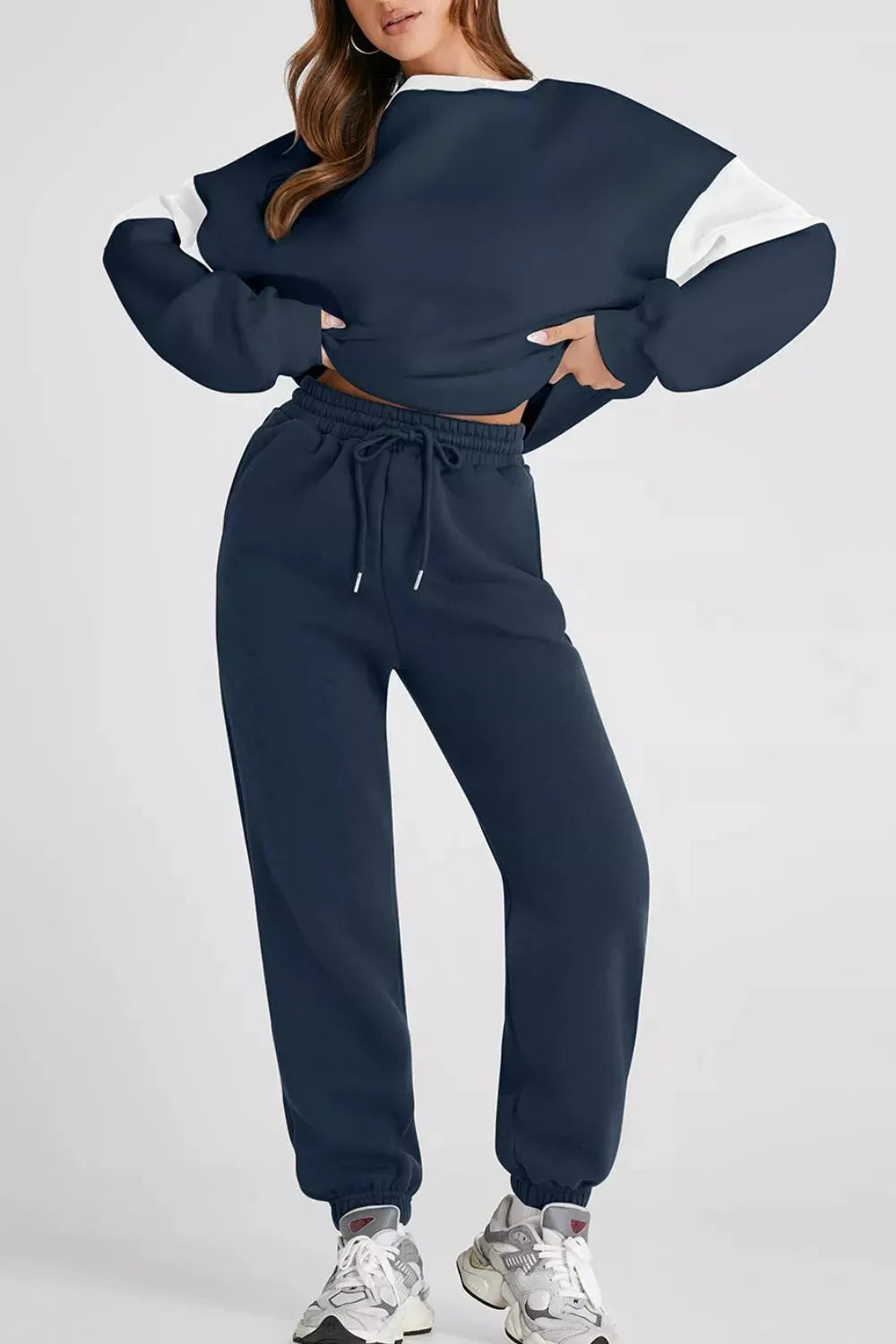Drop Shoulder Loose Sweatshirt and Joggers Active Set | Partner Labels Selection by Partner Label