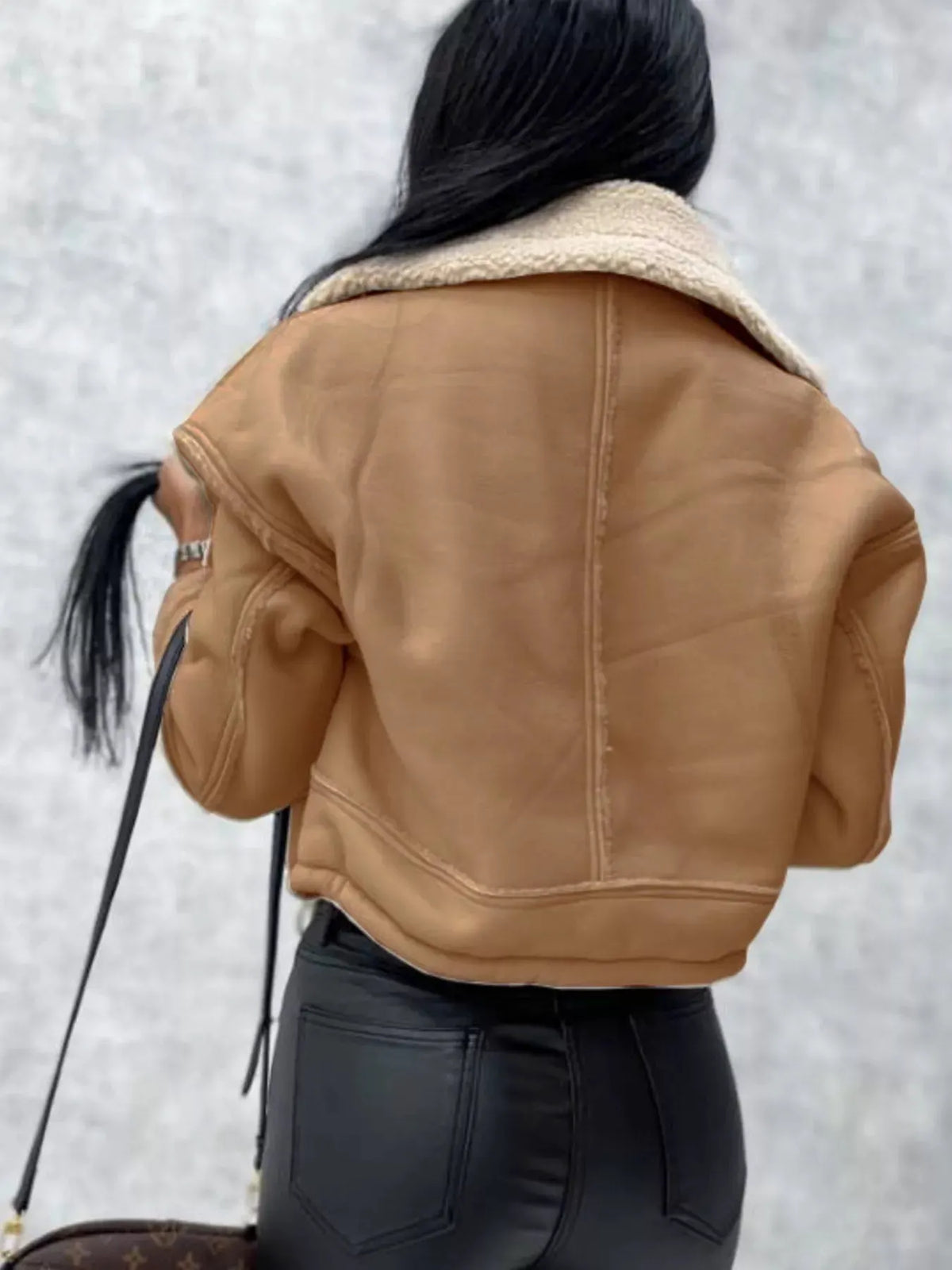 Sherpa Trim Cropped Jacket by Partner Label