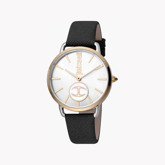 Just Cavalli Women's Black Leather Watch, Silver Dial | Jc1l117l0045 by JUST CAVALLI