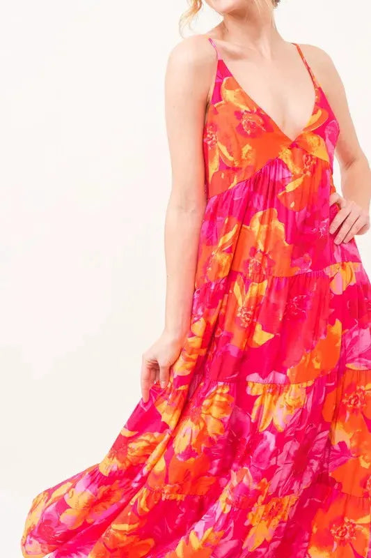 And The Why Floral Tiered Maxi Cami Dress with Pockets by And The Why