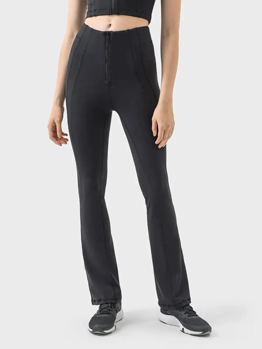 Millennia Zipper Detail High Waist Active Pants by Millennia