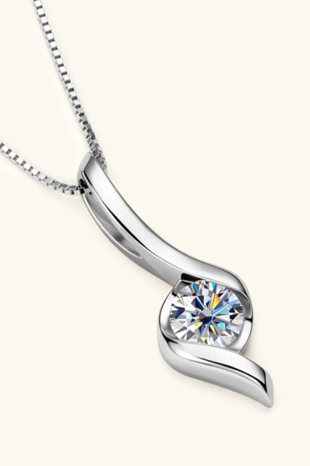 1 Carat Moissanite 925 Sterling Silver Necklace by Partner Labels