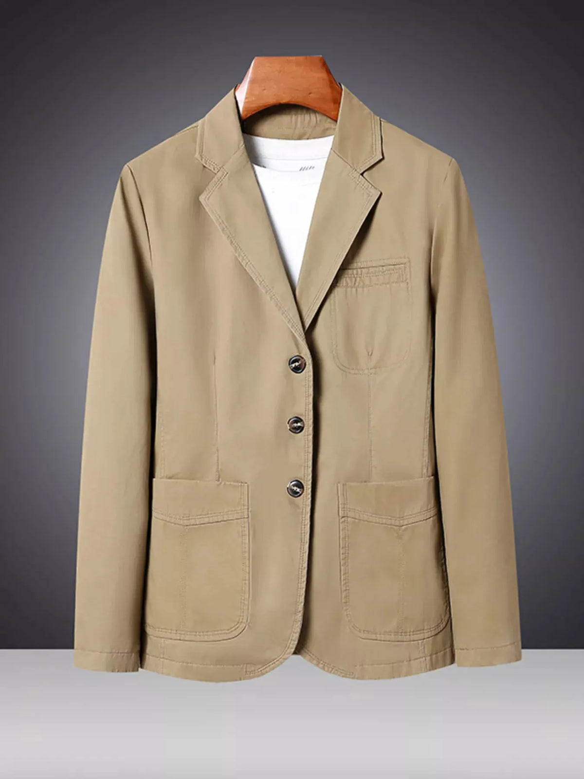 Men's Plus Size Lapel Collar Long Sleeve Blazer by Trendsi